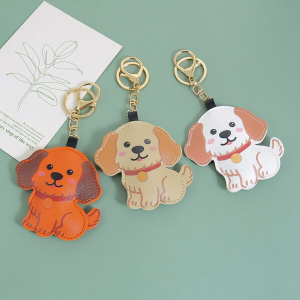 Wholesale Cute PU Leather Golden Retriever Puppy Keychain