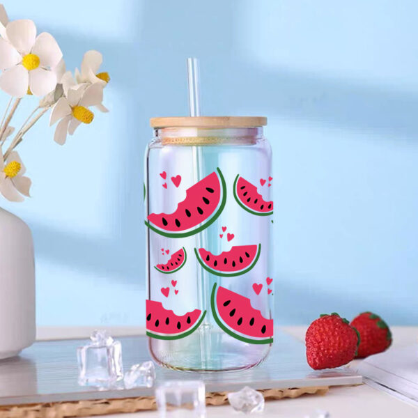 Wholesale Cartoon Cute Strawberry Watermelon Fruit Theme 16oz Cup UV DTF Wraps