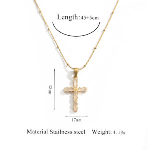 1 gold diamond cross necklace 5-white