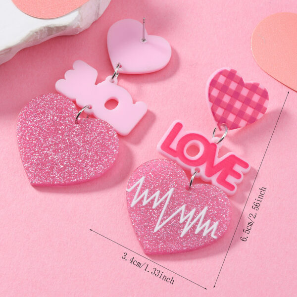 Wholesale Love Sparkling Heart shaped Acrylic Earrings for Valentine's Day