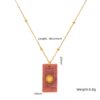 Wholesale retro square natural stone pendant titanium steel necklace