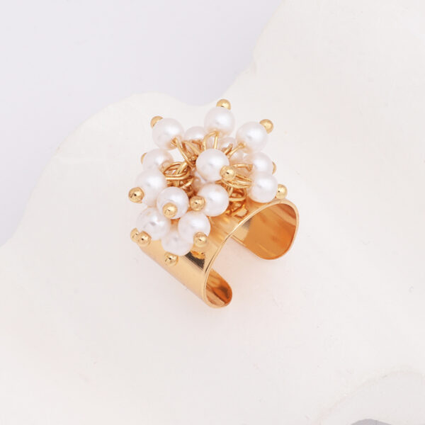 Wholesale Flower Alloy Irregular Pearl Ring