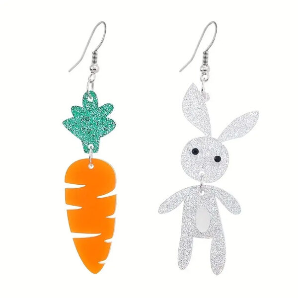 Wholesale Easter Asymmetric Rabbit Carrot Acrylic Earrings