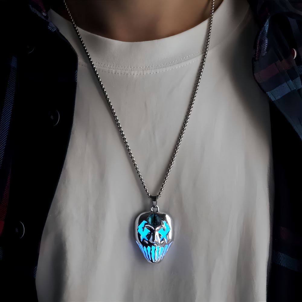 Wholesale Luminous Mask Skull Face Necklace