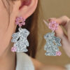 Wholesale Easter animal silver rabbit acrylic cute earrings