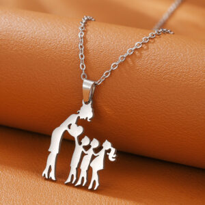 Mom + 2 sons 1 daughter / Mother's day stainless steel necklace
