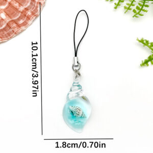 Er1929-transparent lake blue resin ocean conch mobile phone rope-4g [1 piece]