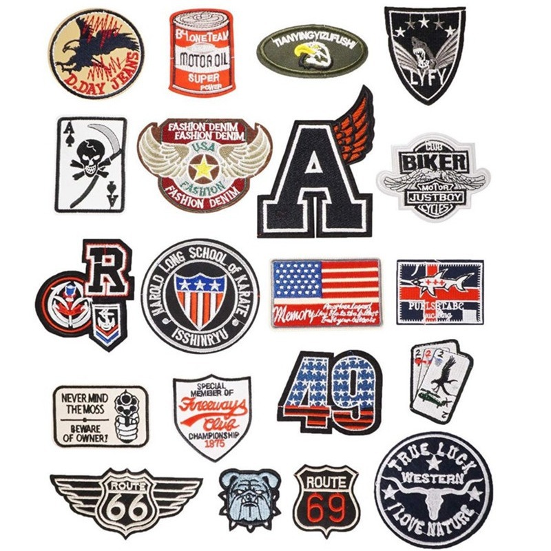 Wholesale Factory st fashion cloth embroidery clothing bag shoes and hats handicraft skeleton foreign trade boutique cool gold thread badge