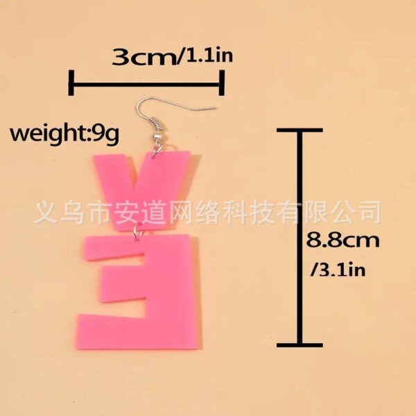 Wholesale Love Letter Acrylic Asymmetric Pink Heart Earrings Exquisite Heart-Shaped