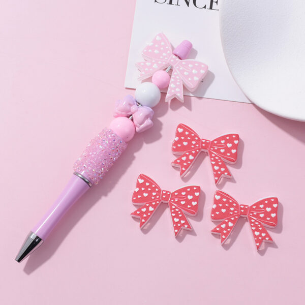 Wholesale 10pcs beaded pen beads UV lace bow milk pattern printed beads