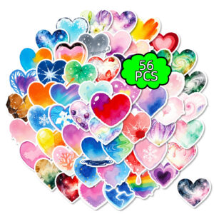 Wholesale 56pcs Watercolor Heart Valentine's Day Stickers