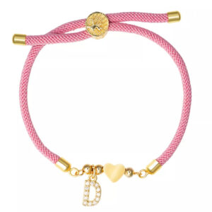 Pink rope zircon letter bracelet—d