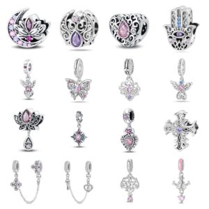 Wholesale Romantic Classical Series Love Pink Angel Silver Plated Charms