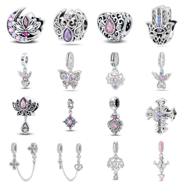 Wholesale Romantic Classical Series Love Pink Angel Silver Plated Charms