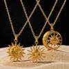 Wholesale Gold Retro Sun Ray Pendant Necklace