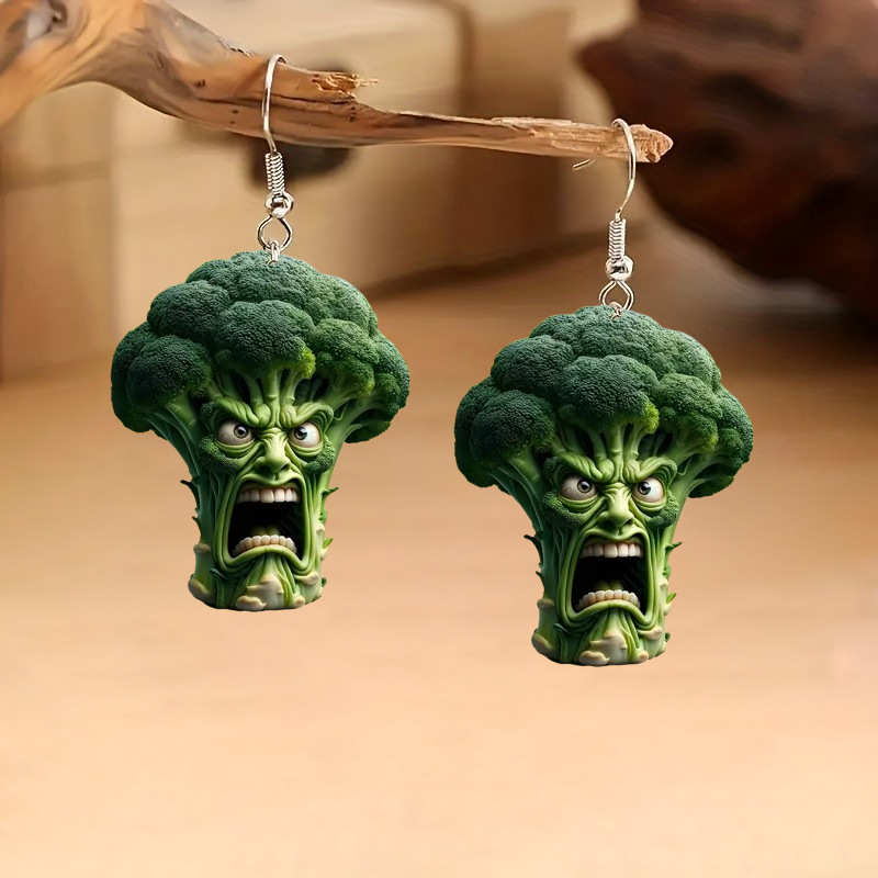 Wholesale Brooli angry vegetable cartoon acrylic earrings
