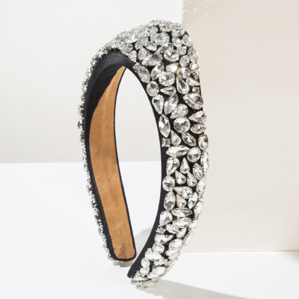 Wholesale Retro Baroque Glass Diamond Crown Wide Edge Headband