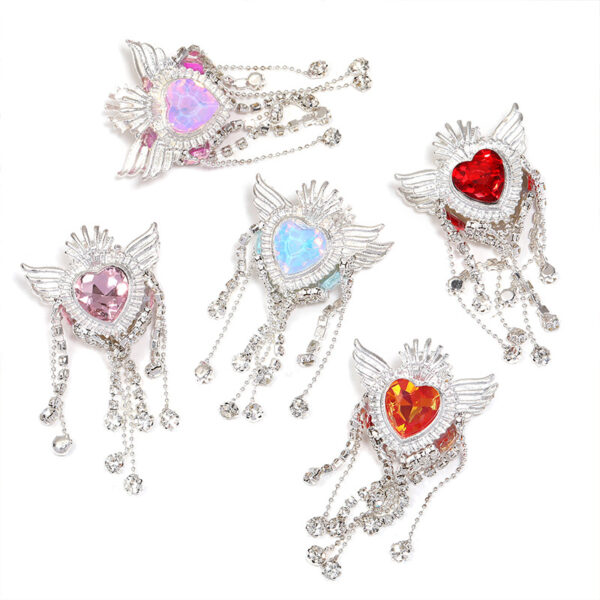 Wholesale 5pcs Angel Heart crown tassel alloy wings Beads