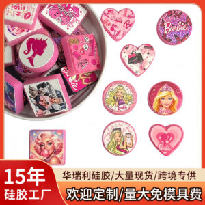 Wholesale Cross-border popular Barbie princess printed 3D silicone beads, creative internet celebrity jewelry, DIY bracelet accessories, color printed beads