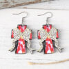 Wholesale Polka Dot Bow Painted Cross Pendant Earrings Wooden Double-Sided Earrings