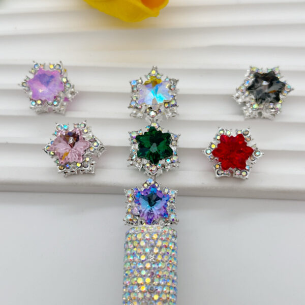 Wholesale 20pcs double-sided alloy hexagonal star snowflake zircon beads