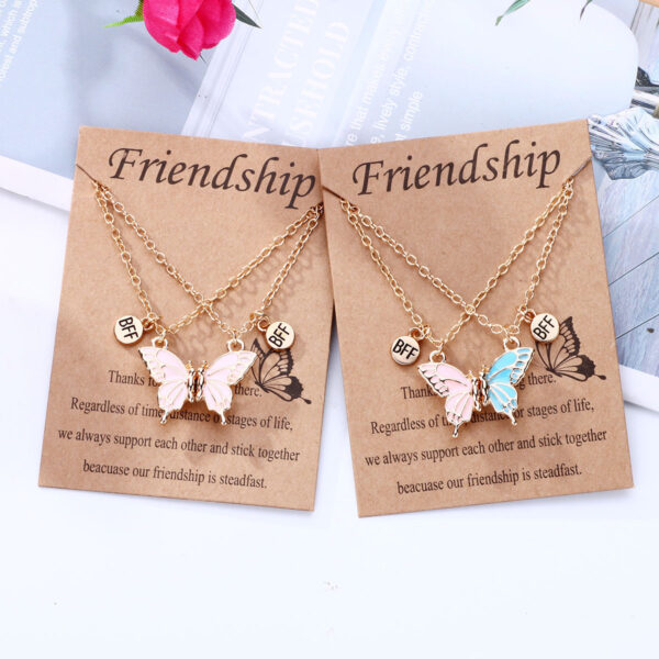 Wholesale Butterfly Necklace Magnet Stone Attracting Bff Alloy Dripping Oil
