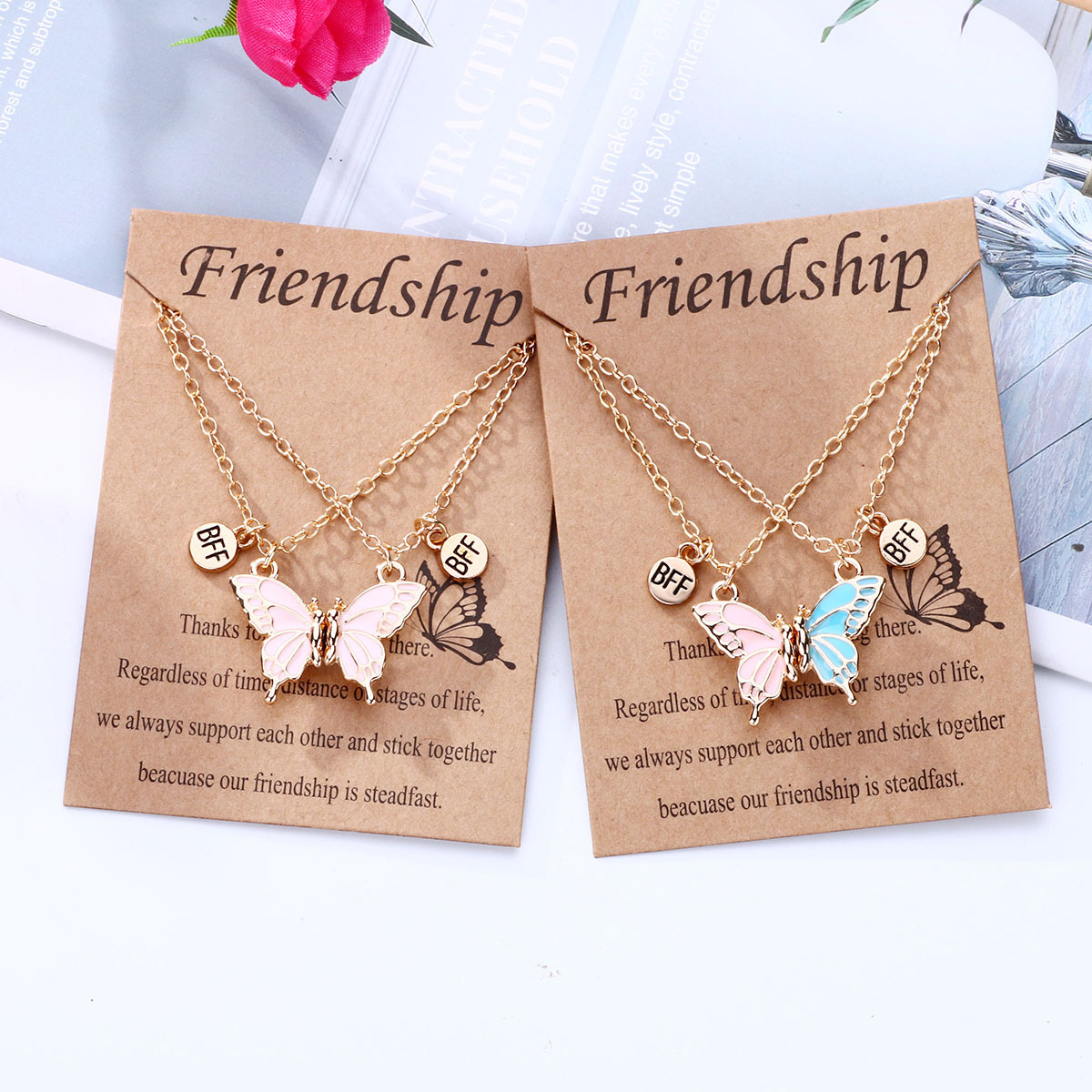 Wholesale Butterfly Necklace Magnet Stone Attracting B Alloy ipping Oil