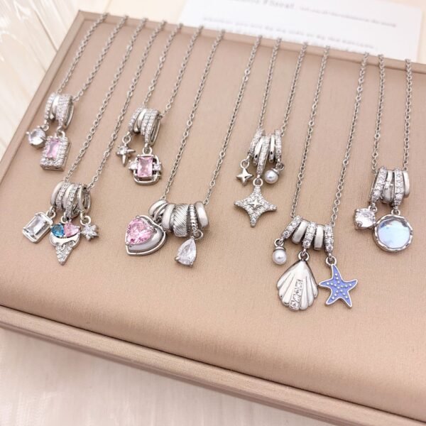 Wholesale Square Ice Cream Color Necklace Luxury Micro-Paved Zircon Temperament Accessory