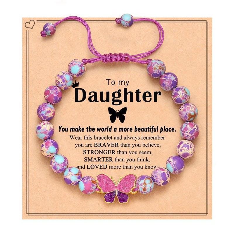 Wholesale Butterfly Purple Emperor Stone Bracelet 8mm Natural Stone