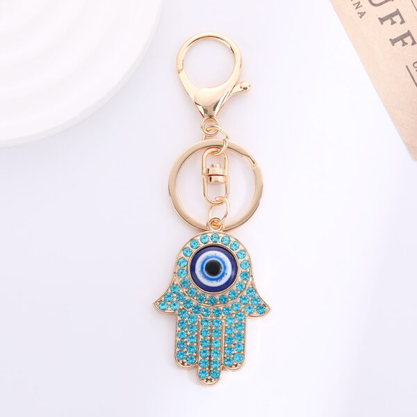 Wholesale Palm Devil's Eye with Water Diamond Metal Keychain