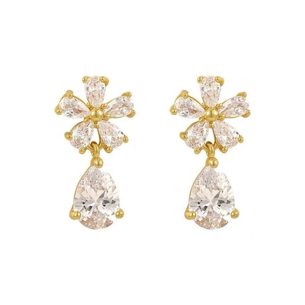 Wholesale Water droplet crystal flower earrings