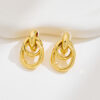 Wholesale Copper gold-plated double round two ring interlocking earrings