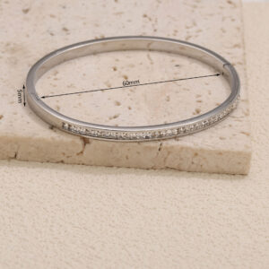 Stainless steel color single row diamond bracelet s3