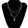 Wholesale Dark Wind Crow Retro Ruby Pendant Necklace