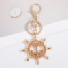 Wholesale Colored rudder, anchor, rhinestone, Metal Keychain