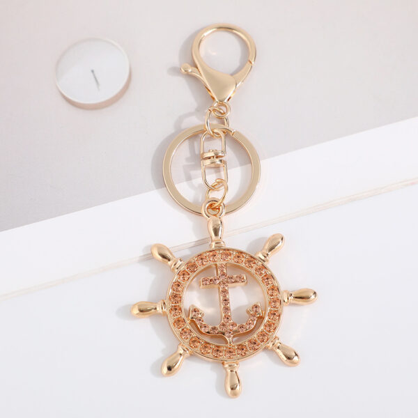 Wholesale Colored rudder, anchor, rhinestone, Metal Keychain