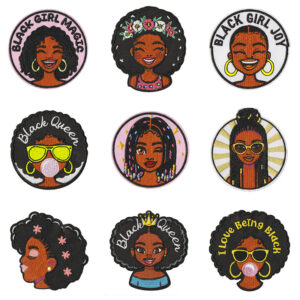Wholesale Cartoon Black Girl Embroidered Patch