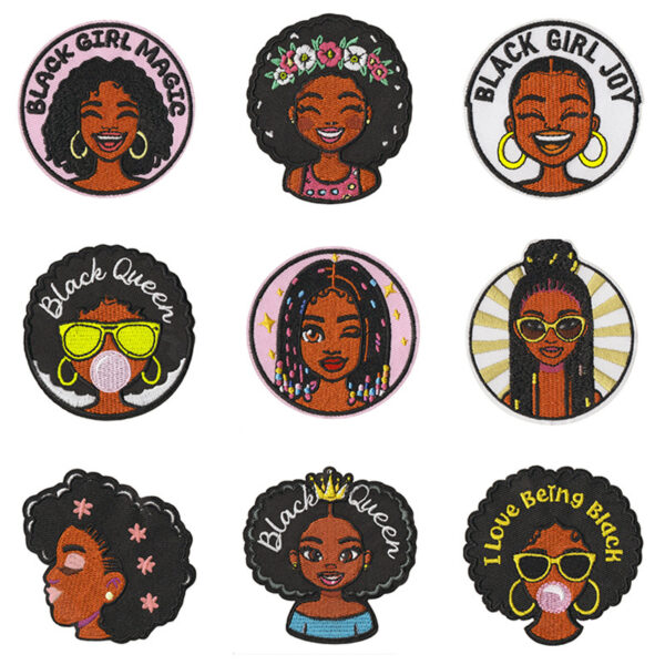 Wholesale Cartoon Black Girl Embroidered Patch
