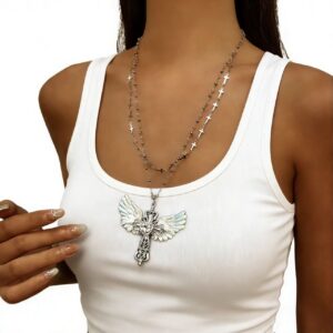 Angel Wings Cross Necklace - DX0982
