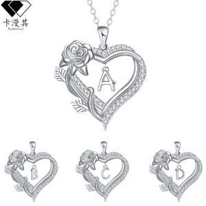 Wholesale Valentine's Day heart-shaped rose pendant 26 English letter necklace