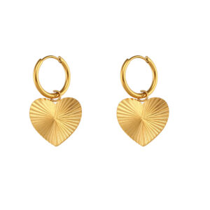 Carved Striped Pendant Ear Ring-Love