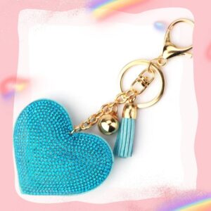 Blue / Keychain + heart tassel