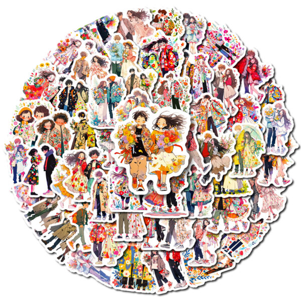 Wholesale 5pcs 56 Literary and Artistic Cartoon Couple Graffiti Stickers