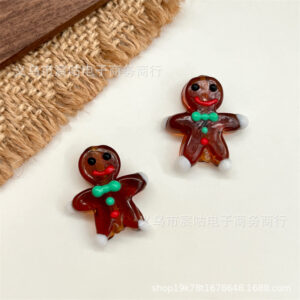 Wholesale 10pcs Christmas Gingerbread Man Glass Beads