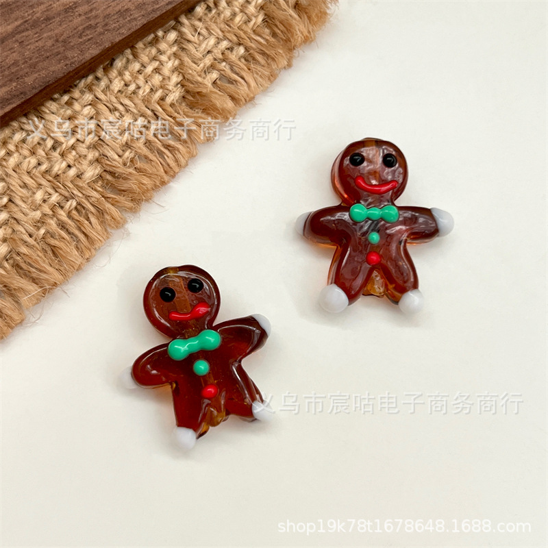 Wholesale Christmas Gingerbread Man Glass Beads