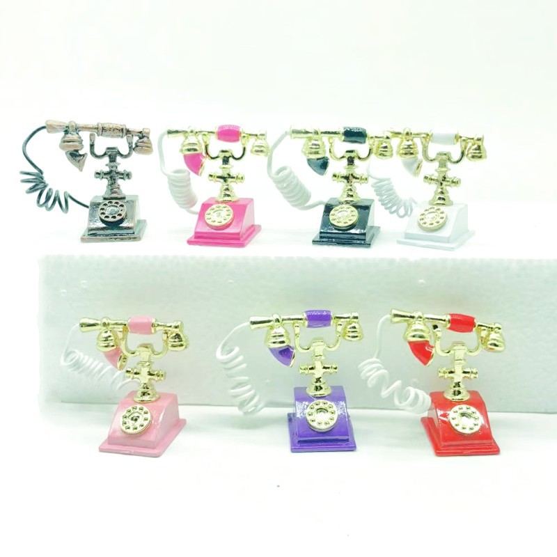 Wholesale Miniature 1:12 Doll House Aessories Mini Metal Phone Doll Aessories