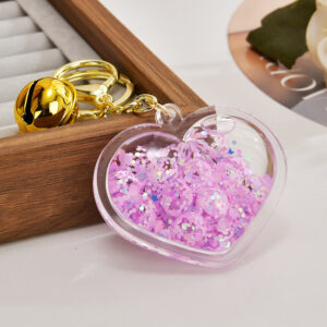 Purple / Light gold chain + luminous heart + bell