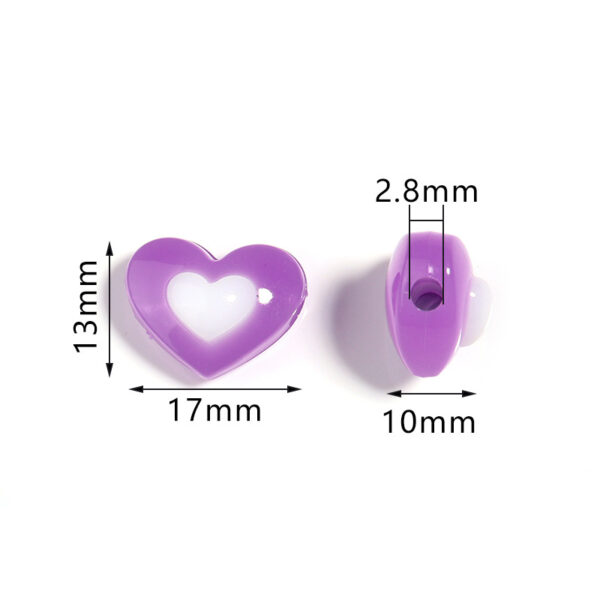 Wholesale 10pcs Jelly colored double-layer heart-shaped acrylic beads