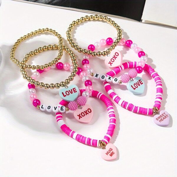 O1CN01ea2uHN1GbcuB5iQQ1_2219120010641-0-cib Wholesale Valentine's Day Love Tab Soft Pottery Letter Beaded Pink Bracelet