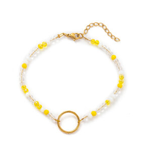 Yellow beaded adjustable bracelet